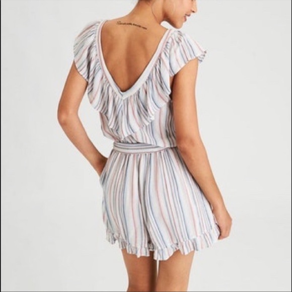 American Eagle Romper with Stripes, tie, pocket - Picture 2 of 5